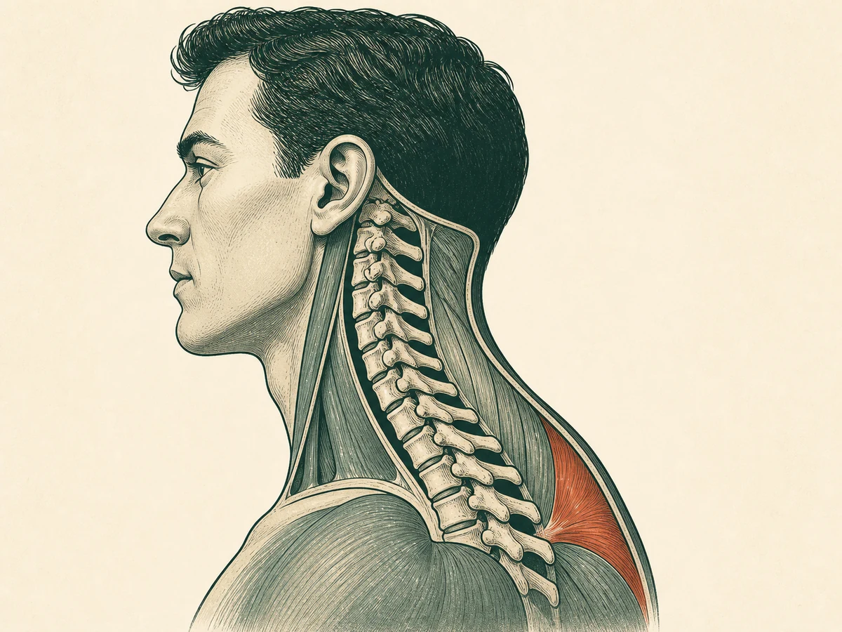 Illustration of the neck and upper-spine anatomy